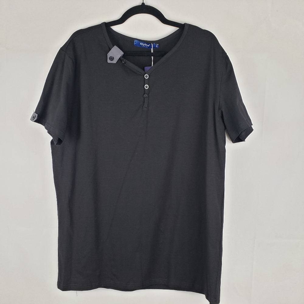 Aiyino Fashion Pullover Short Sleeve Henley Shirt